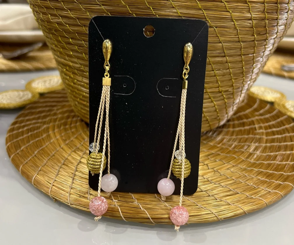 Bead-accent drop earrings