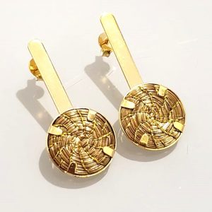 Metal & golden-grass earrings